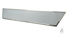 Schmaler, rechteckiger LED-Leuchtkasten mit Chromrahmen und wei�er Leuchtfl�che.