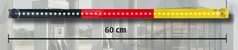 60cm lange AR LED Lichtleiste mit leuchtenden LEDs in schwarzen, roten und gelben Segmenten.