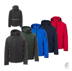 Jacke Creek PAD Ultralite Softshelljacken in Schwarz, Gr�n, Blau, Dunkelblau und Rot. Eine schwarze Jacke von hinten mit Reflexstreifen.