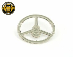TJ PIN Lenkrad aus Metall, silberfarben, mit drei Speichen.