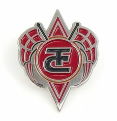 TJ PIN Ronny Ceusters Diamond Anstecker: Silberfarben mit roten und schwarzen Akzenten, zwei Fahnen.