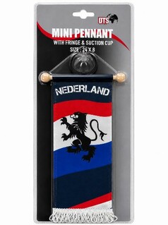 Mini Wimpel Nederland mit L�we und Fransen, inklusive Saugnapf.