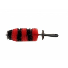 Runde Felgenb�rste mit schwarzen und roten Borsten und schwarzem Griff. Ideal f�r Felgen, Auspuff und K�hlergrills.