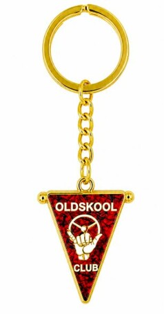 DTS Schl�sselanh�nger mit rotem Oldskool Club Wimpel und goldenem Ring.