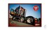 Plakat mit einem schwarzen Scania LKW, roten Akzenten und den Logos "Andreas Schubert Transporte" und "R.I.P.".