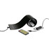 Ein schwarzes, flexibles Smart-LED Dekoschild mit Fernbedienung und USB-Kabel mit Schalter auf wei�em Hintergrund.