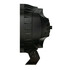 Seitenansicht des schwarzen LED Fernscheinwerfers PILOT Glare Oval-Pro aus Aluminium mit Halterung.