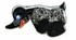 Schwarzer DTS PIN Rubber Duck im Pl�sch-Stil mit blauem Auge und orangefarbenem Schnabel.