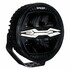 Runder, schwarzer LED-Scheinwerfer X-Spider NINJA mit wei�en Positionslicht-Balken und Montagehalterung.