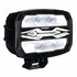 Schwarzer LED-Scheinwerfer "SPIDER NINJA OVAL" mit hell leuchtendem Fahr- und Positionslicht.