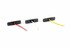 Flache LED Markierungsleuchten mit roten, wei�en und amberfarbenen Linsen, schwarzen Geh�usen und passenden Anschlusskabeln.