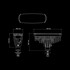 Technische Ma�zeichnung des Strands Nuuk Black R LED-R�ckfahrlichts mit Halterung, dargestellt in drei Ansichten.
