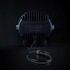 R�ckseite des schwarzen Strands Dragon Drive Fernscheinwerfers mit Logo, Kabel und gr�nem Draht.