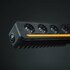 Schwarzer Strands NUUK D-LINE Lichtbalken mit leuchtender orangefarbener Positionslichtlinie und dunklen LED-Linsen.