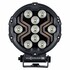 Runde schwarze LED-Arbeitsleuchte mit Aluminiumgeh�use und Polycarbonat-Abdeckung.